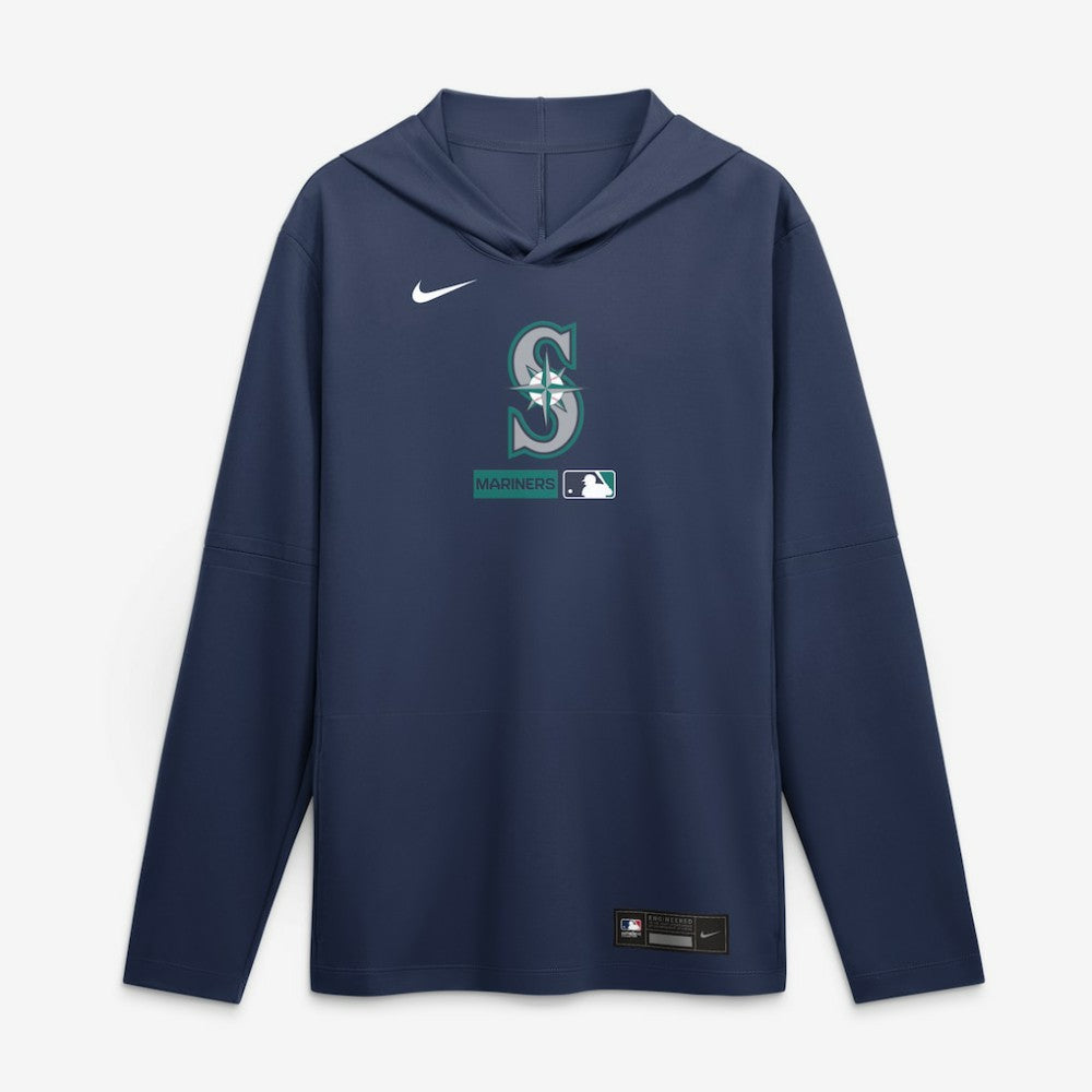 Seattle Mariners Authentic Collection Dri-FIT Long Sleeve Hooded T-Shirt Navy