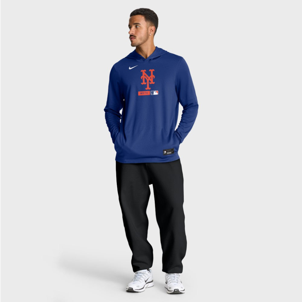 New York Mets Authentic Collection Dri-FIT Long Sleeve Hooded T-Shirt Royal