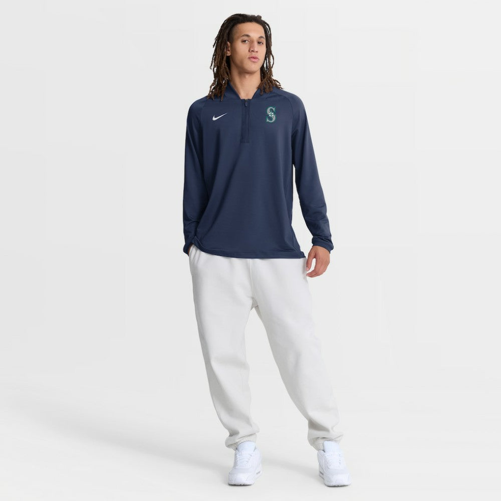 Seattle Mariners Authentic Collection Dri-FIT Raglan Half-Zip Pullover Navy
