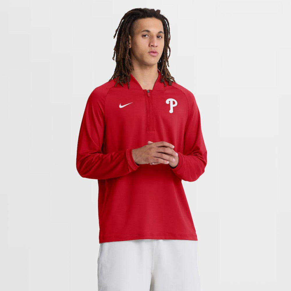 Philadelphia Phillies Authentic Collection Dri-FIT Raglan Half-Zip Pullover Red