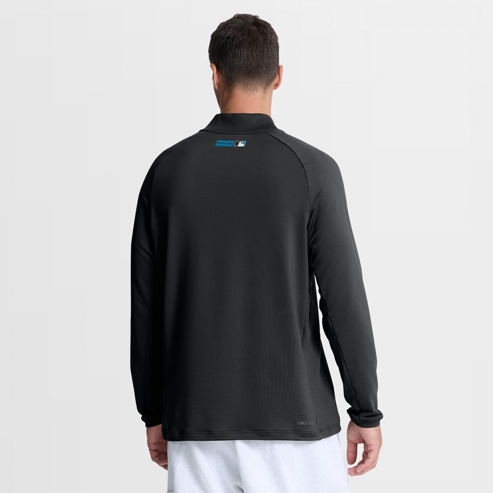 Miami Marlins Authentic Collection Dri-FIT Raglan Half-Zip Pullover Black