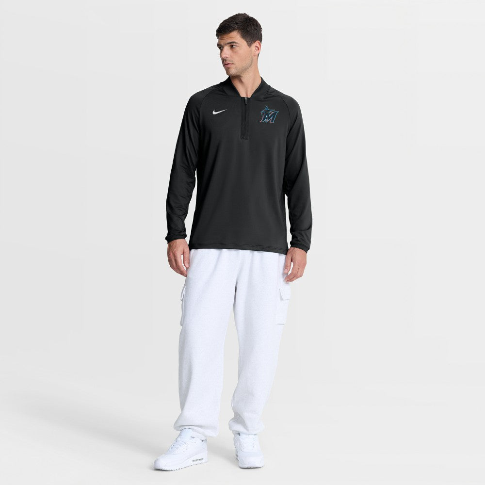 Miami Marlins Authentic Collection Dri-FIT Raglan Half-Zip Pullover Black
