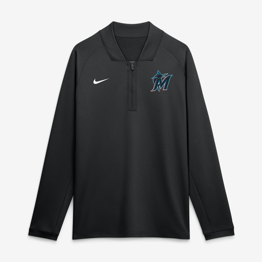 Miami Marlins Authentic Collection Dri-FIT Raglan Half-Zip Pullover Black