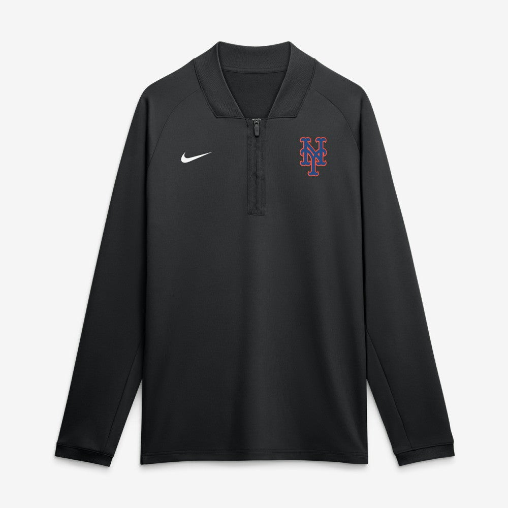 New York Mets Authentic Collection Dri-FIT Raglan Half-Zip Pullover Black