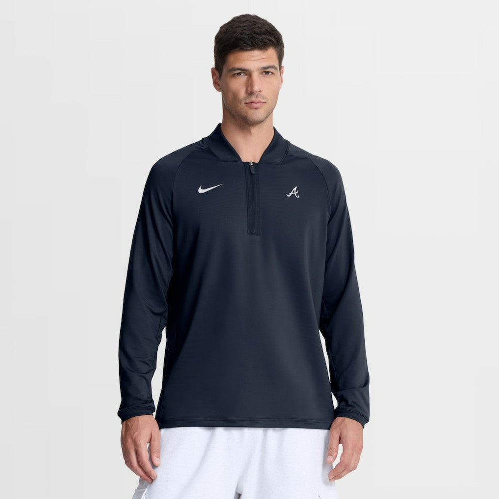 Atlanta Braves Authentic Collection Dri-FIT Raglan Half-Zip Pullover Navy