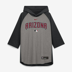 Arizona Diamondbacks Authentic Collection Flux Dri-FIT Raglan 3/4-Sleeve Hooded T-Shirt Gray