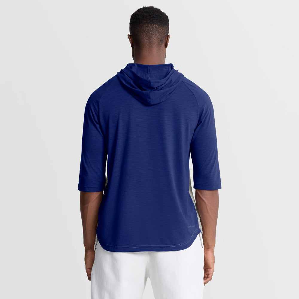 Los Angeles Dodgers Authentic Collection Flux Dri-FIT Raglan 3/4-Sleeve Hooded T-Shirt Gray