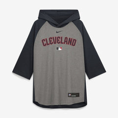 Cleveland Guardians Authentic Collection Flux Dri-FIT Raglan 3/4-Sleeve Hooded T-Shirt Gray