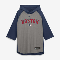 Boston Red Sox Authentic Collection Flux Dri-FIT Raglan 3/4-Sleeve Hooded T-Shirt Gray