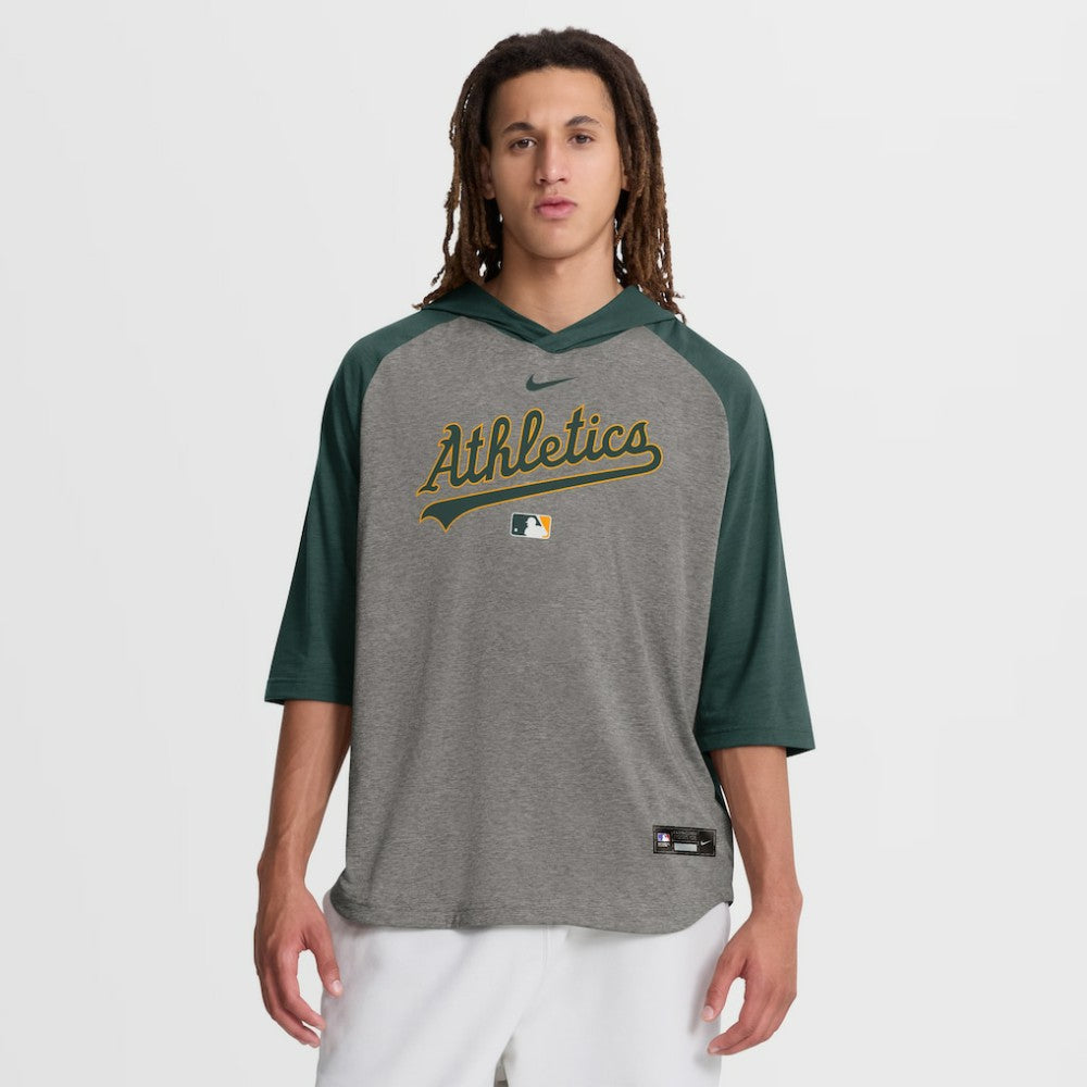 Athletics Authentic Collection Flux Dri-FIT Raglan 3/4-Sleeve Hooded T-Shirt Gray