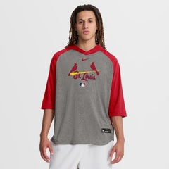 St. Louis Cardinals Authentic Collection Flux Dri-FIT Raglan 3/4-Sleeve Hooded T-Shirt Gray