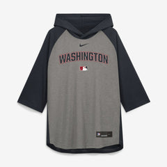 Washington Nationals Authentic Collection Flux Dri-FIT Raglan 3/4-Sleeve Hooded T-Shirt Gray