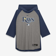 Tampa Bay Rays Authentic Collection Flux Dri-FIT Raglan 3/4-Sleeve Hooded T-Shirt Gray