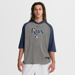 Tampa Bay Rays Authentic Collection Flux Dri-FIT Raglan 3/4-Sleeve Hooded T-Shirt Gray