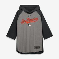 San Francisco Giants Authentic Collection Flux Dri-FIT Raglan 3/4-Sleeve Hooded T-Shirt Gray