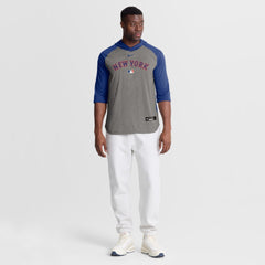 New York Mets Authentic Collection Flux Dri-FIT Raglan 3/4-Sleeve Hooded T-Shirt Gray