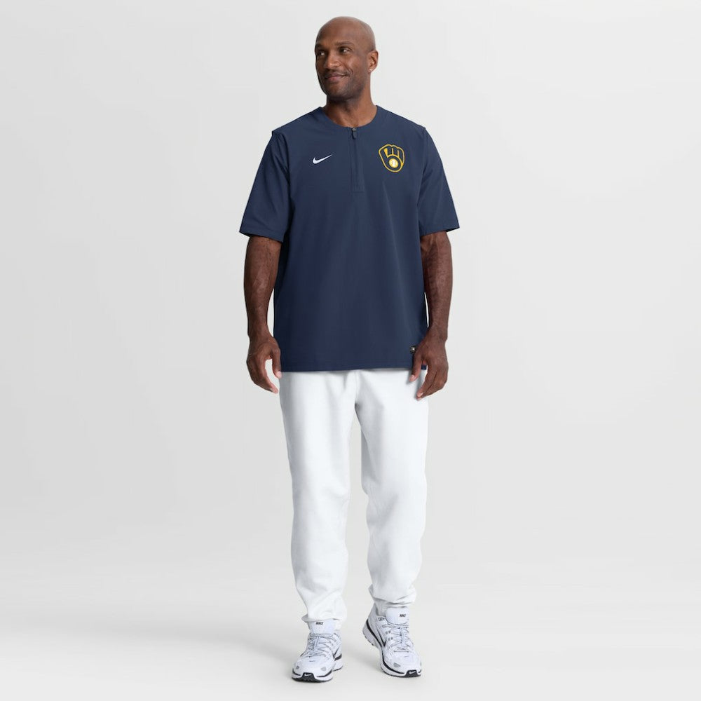 Milwaukee Brewers Authentic Collection Dri-FIT Quarter-Zip Windshirt Navy