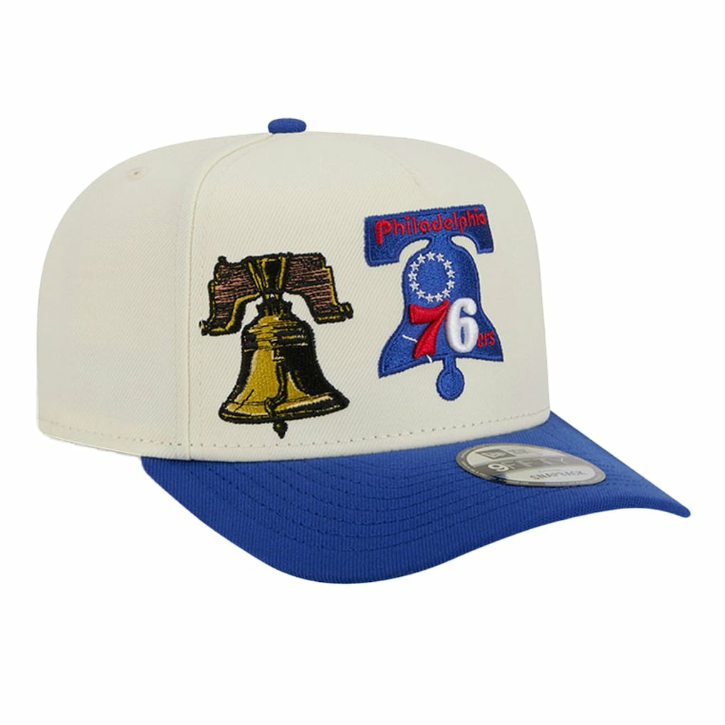 Philadelphia 76ers Illustrated Mascot 2-Toned Pre-Curved A-Frame 9FIFTY Adjustable Hat - Cream discount