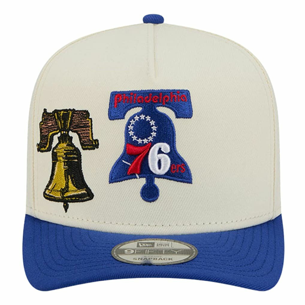 Philadelphia 76ers Illustrated Mascot 2-Toned Pre-Curved A-Frame 9FIFTY Adjustable Hat - Cream discount