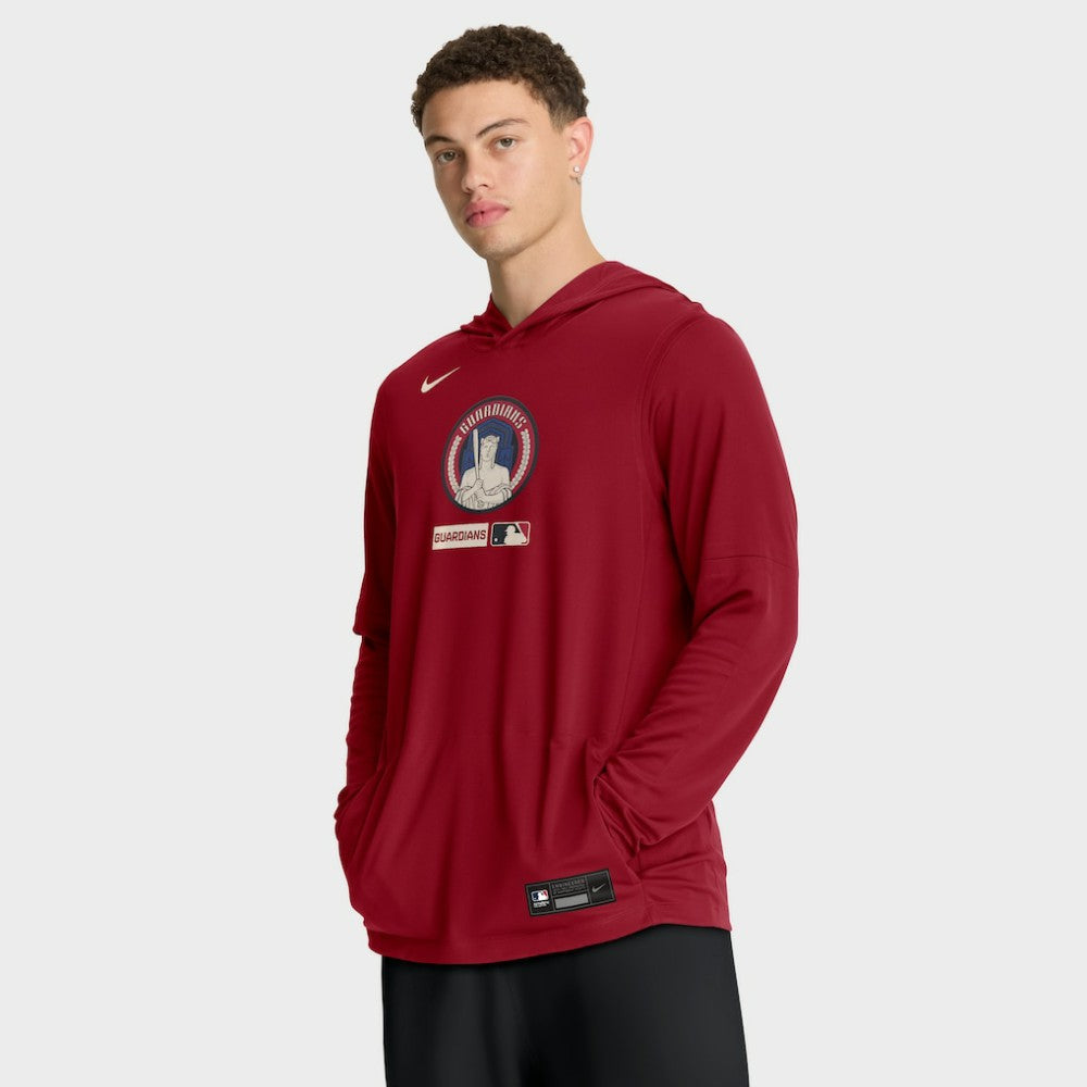 Cleveland Guardians City Connect Dri-FIT Long Sleeve Hooded T-Shirt Red