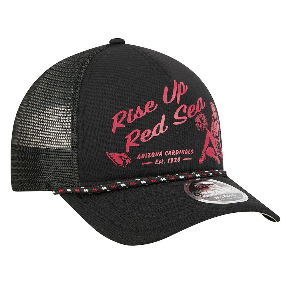 Arizona Cardinals New Era Gas Station 9FORTY A-Frame M-Crown Adjustable Trucker Hat - Black discount