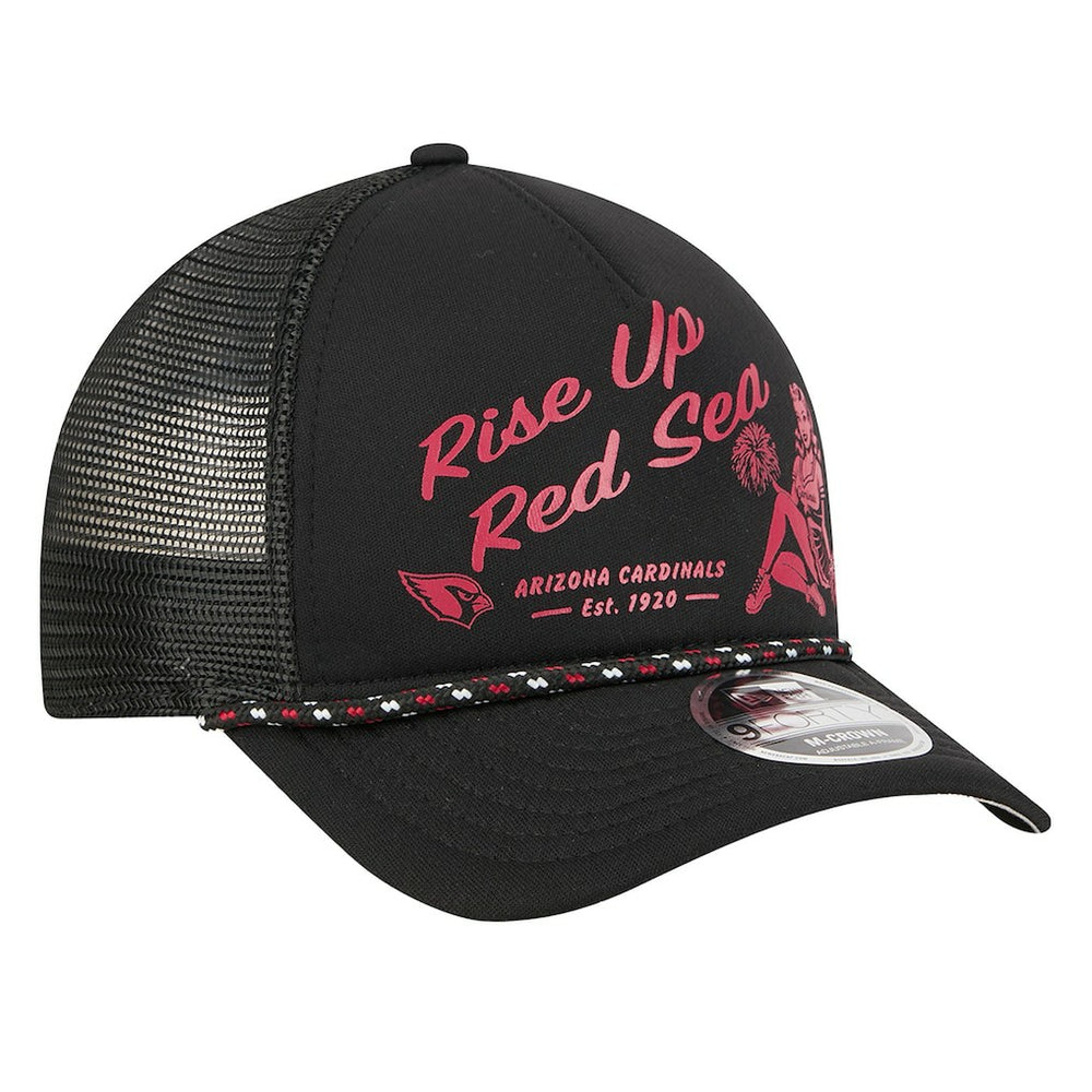 Arizona Cardinals New Era Gas Station 9FORTY A-Frame M-Crown Adjustable Trucker Hat - Black discount