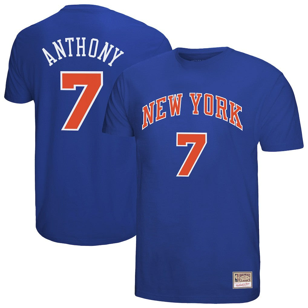 Carmelo Anthony New York Knicks Hardwood Classics Retro Name & Number T-Shirt - Royal cheap
