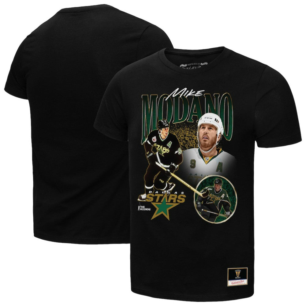 Mike Modano Dallas Stars Mitchell & Ness Player Collage Name & Number T-Shirt - Black T-shirts