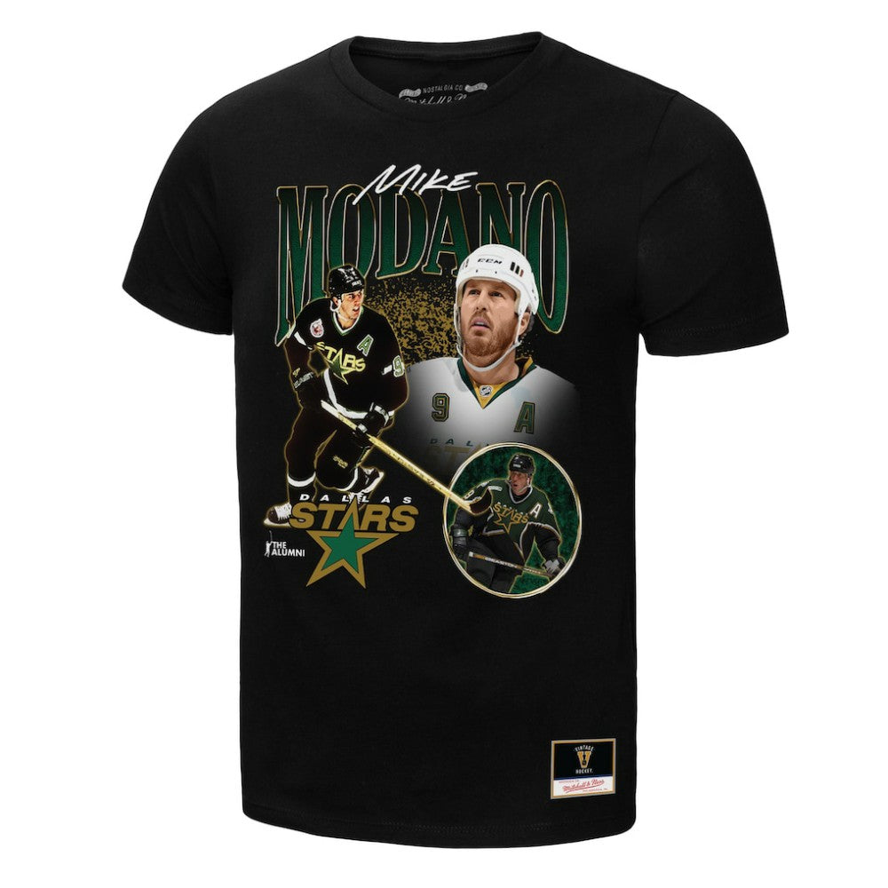 Mike Modano Dallas Stars Mitchell & Ness Player Collage Name & Number T-Shirt - Black T-shirts