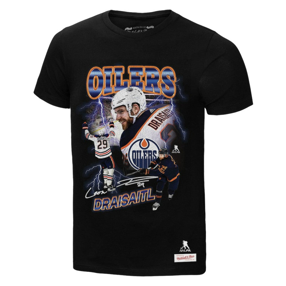 Leon Draisaitl Edmonton Oilers Mitchell & Ness 2.0 Player Graphic T-Shirt - Black T-shirts