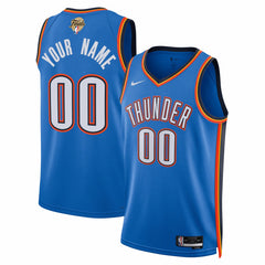 Oklahoma City Thunder Unisex 2025 NBA Finals Patch Custom Swingman Jersey - Blue - Icon Edition on sale