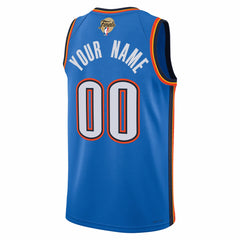Oklahoma City Thunder Unisex 2025 NBA Finals Patch Custom Swingman Jersey - Blue - Icon Edition on sale
