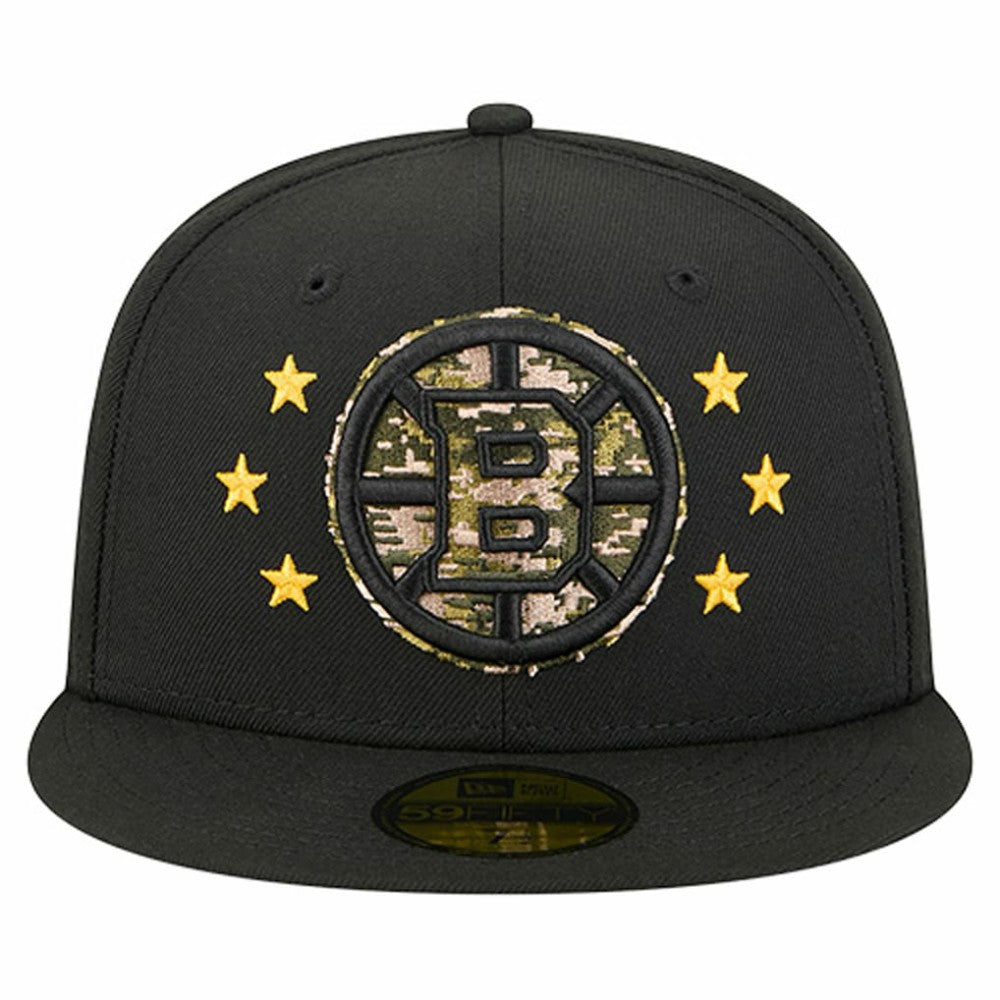 Boston Bruins New Era Military Appreciation Digital Camo Stars 59FIFTY Fitted Hat - Black Hats
