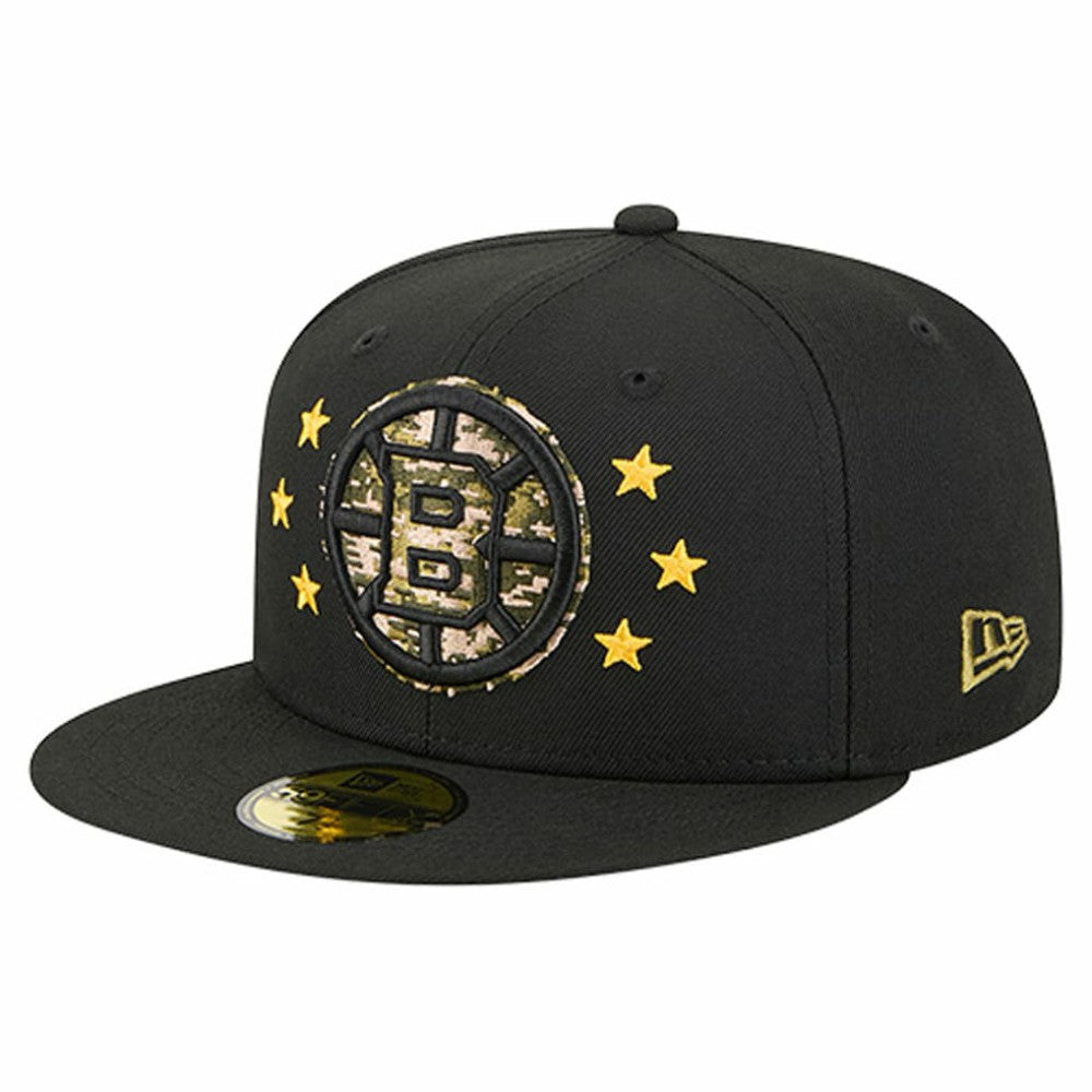Boston Bruins New Era Military Appreciation Digital Camo Stars 59FIFTY Fitted Hat - Black Hats