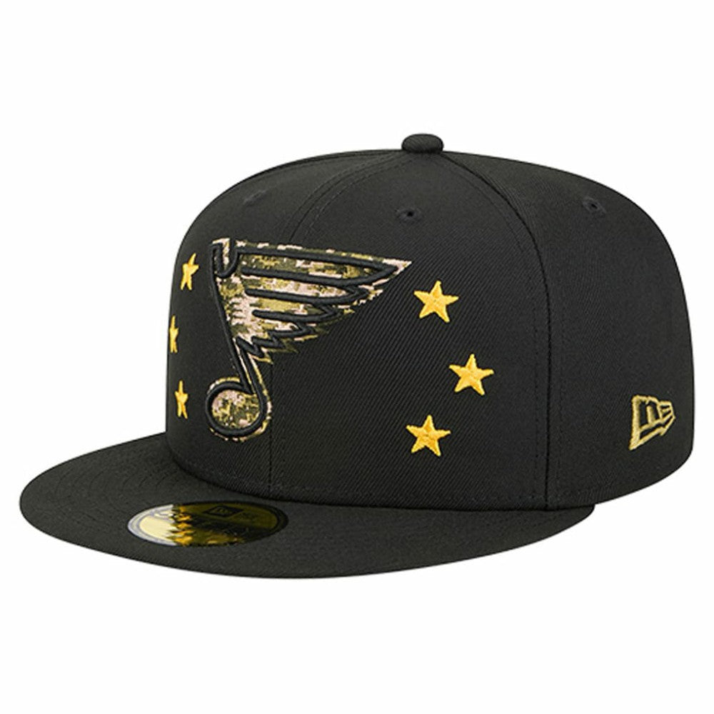 St. Louis Blues New Era Military Appreciation Digital Camo Stars 59FIFTY Fitted Hat - Black Hats