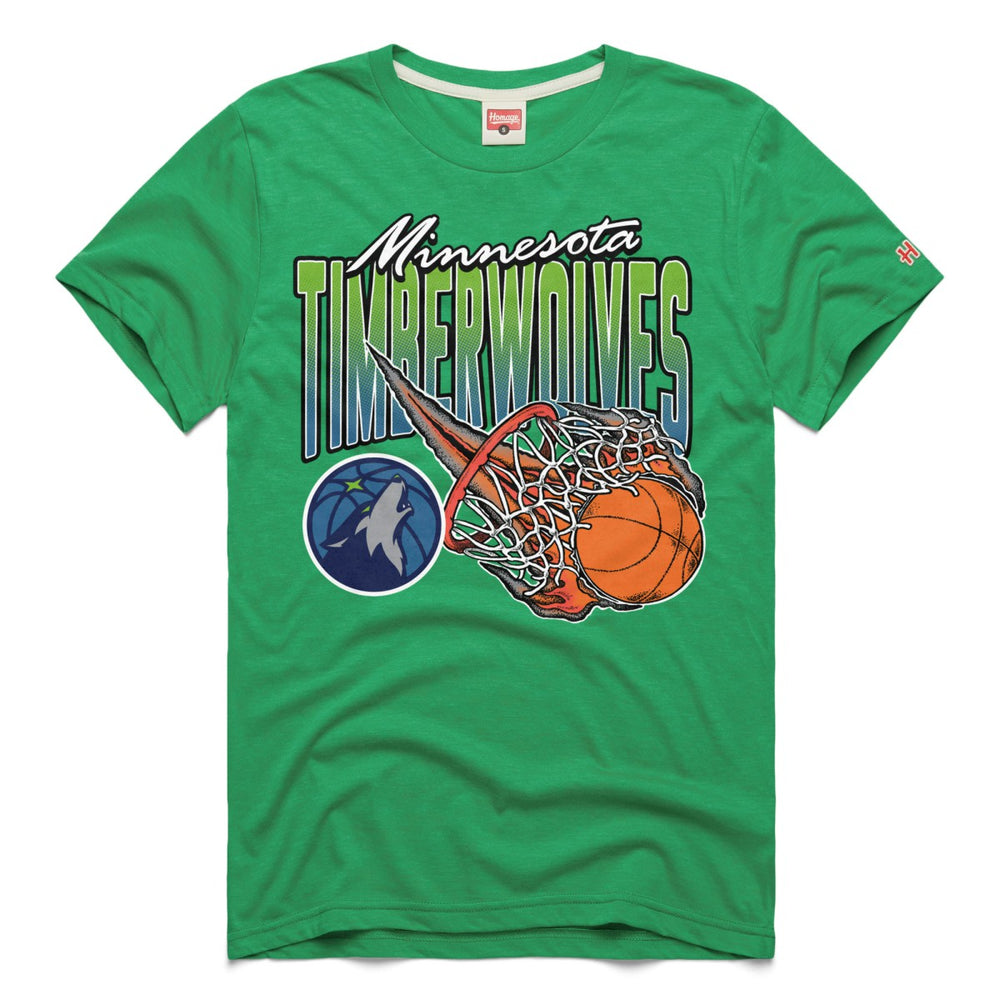Minnesota Timberwolves Homage Unisex On Fire Tri-Blend T-Shirt - Green outlet
