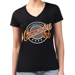 Washington Commanders G-III 4Her by Carl Banks Women's Super-Slim Fit Lightweight Pinstripe Circle V-Neck T-Shirt - Black cheap