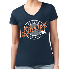 Denver Broncos G-III 4Her by Carl Banks Women's Super-Slim Fit Lightweight Pinstripe Circle V-Neck T-Shirt - Navy on sale