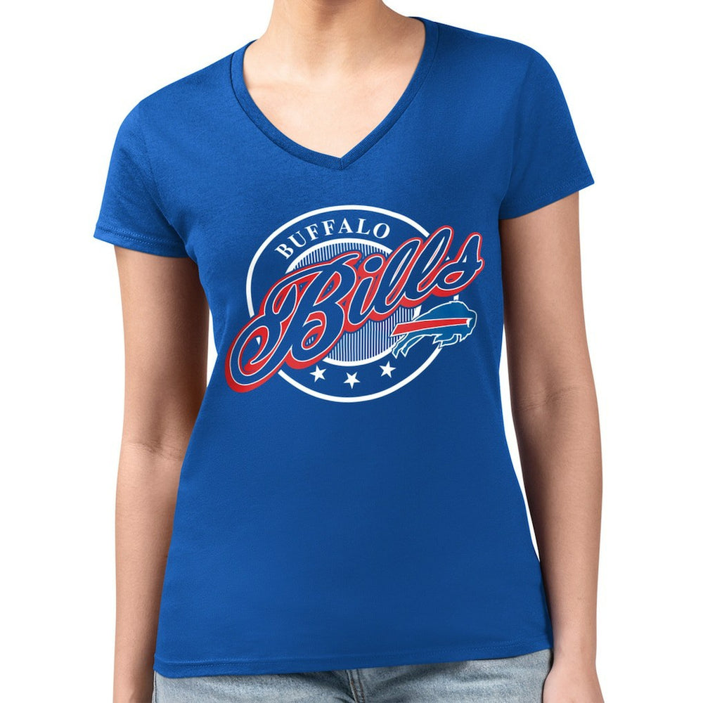 Buffalo Bills G-III 4Her by Carl Banks Women's Super-Slim Fit Lightweight Pinstripe Circle V-Neck T-Shirt - Royal outlet