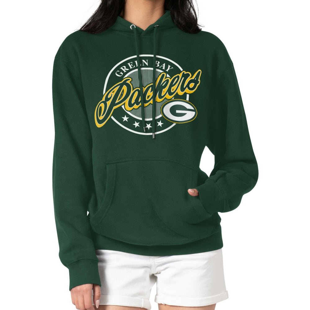 Green Bay Packers G-III 4Her by Carl Banks Women's Pinstripe Circle Fleece Pullover Hoodie - Green outlet