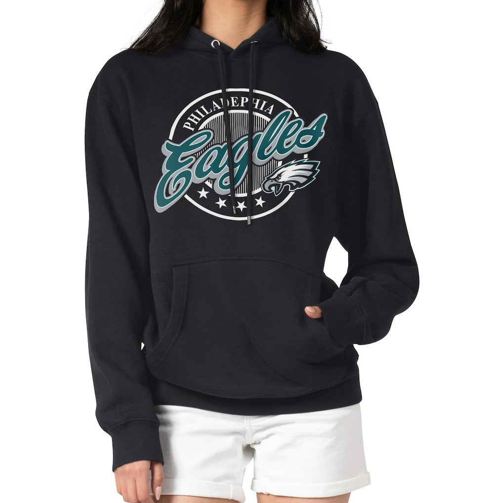 Philadelphia Eagles G-III 4Her by Carl Banks Women's Pinstripe Circle Fleece Pullover Hoodie - Black sale