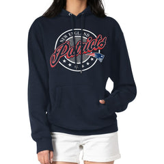New England Patriots G-III 4Her by Carl Banks Women's Pinstripe Circle Fleece Pullover Hoodie - Navy for sale