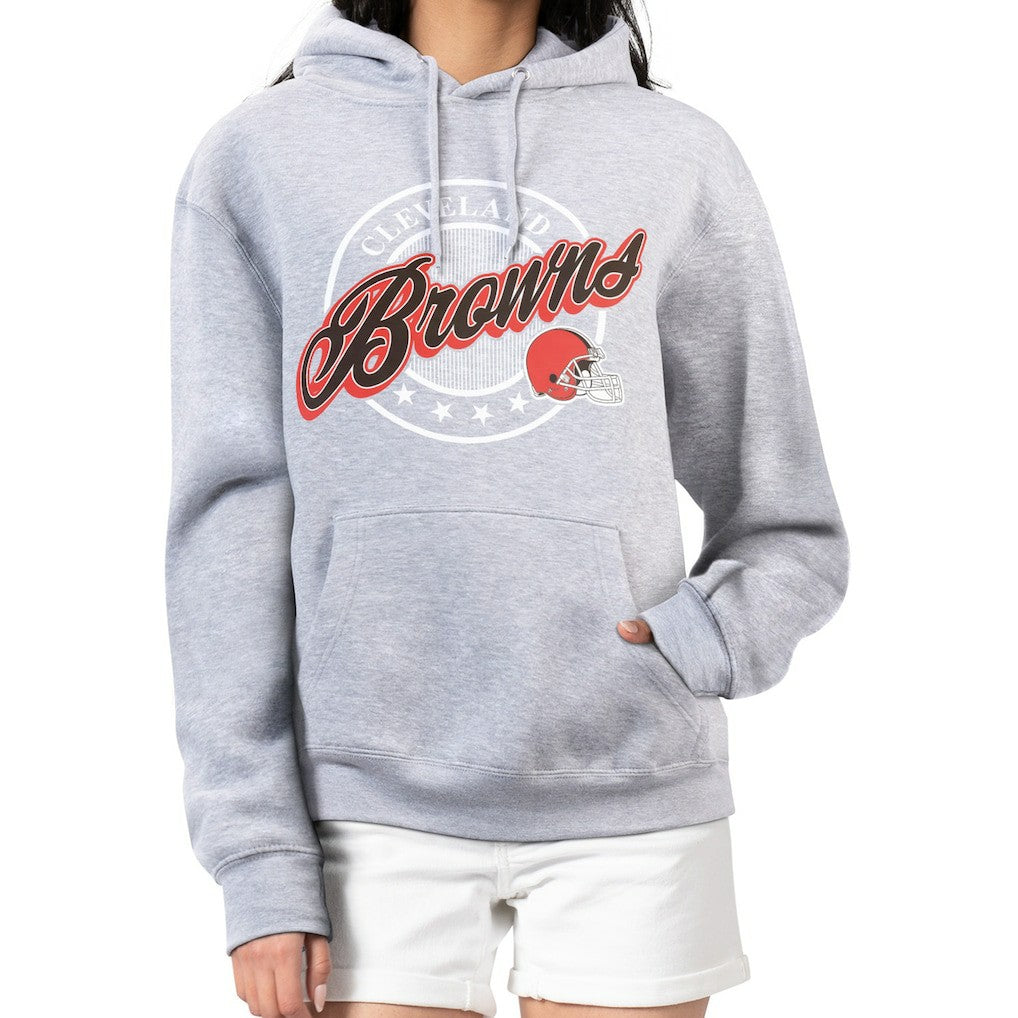 Cleveland Browns G-III 4Her by Carl Banks Women's Pinstripe Circle Fleece Pullover Hoodie - Gray discount