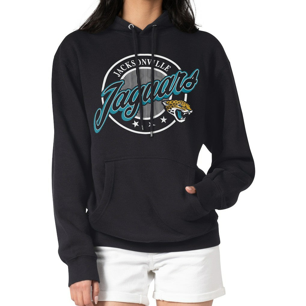Jacksonville Jaguars G-III 4Her by Carl Banks Women's Pinstripe Circle Fleece Pullover Hoodie - Black discount