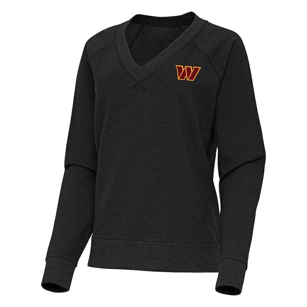 Washington Commanders Antigua Women's Varsity Tri-Blend V-Neck Long Sleeve T-Shirt - Heather Black online