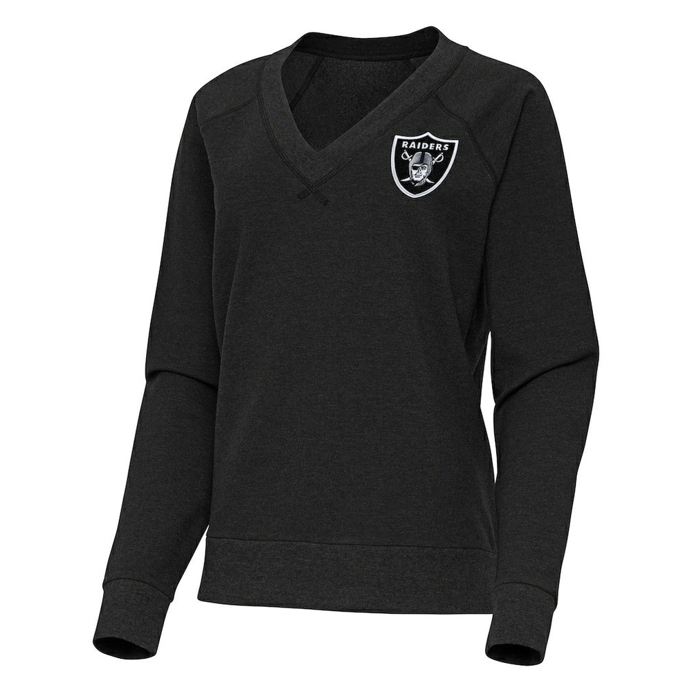 Las Vegas Raiders Antigua Women's Varsity Tri-Blend V-Neck Long Sleeve T-Shirt - Heather Black outlet