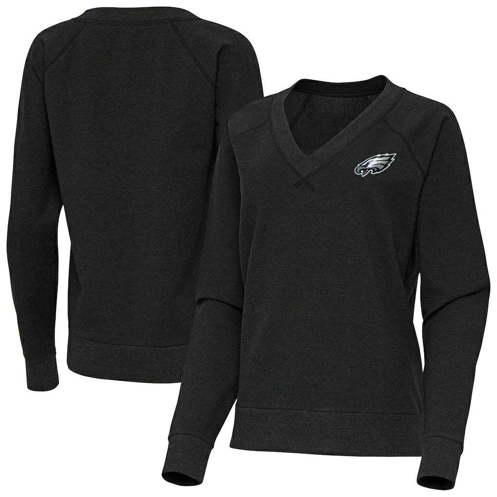 Philadelphia Eagles Antigua Women's Varsity Tri-Blend V-Neck Long Sleeve T-Shirt - Heather Black outlet