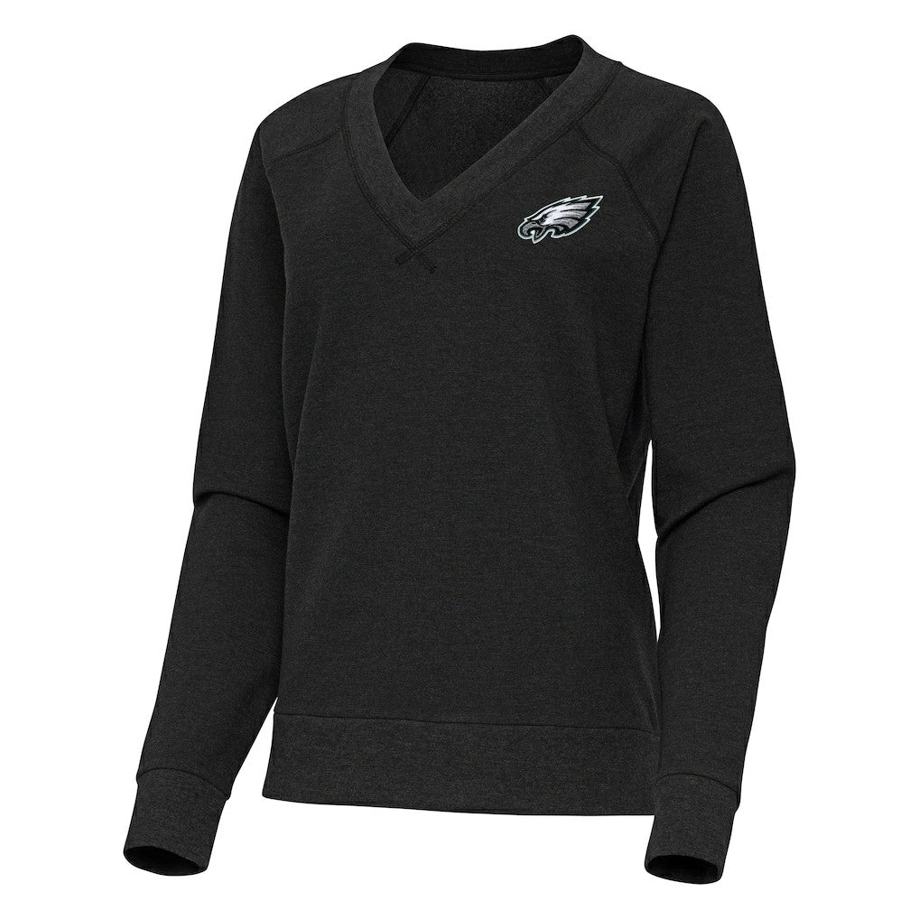 Philadelphia Eagles Antigua Women's Varsity Tri-Blend V-Neck Long Sleeve T-Shirt - Heather Black outlet