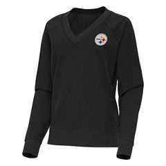 Pittsburgh Steelers Antigua Women's Varsity Tri-Blend V-Neck Long Sleeve T-Shirt - Heather Black outlet