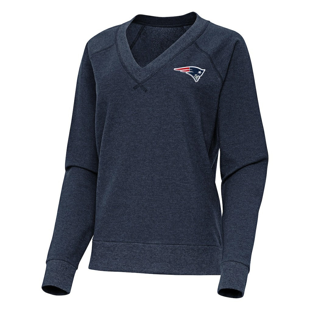 New England Patriots Antigua Women's Varsity Tri-Blend V-Neck Long Sleeve T-Shirt - Heather Navy discount